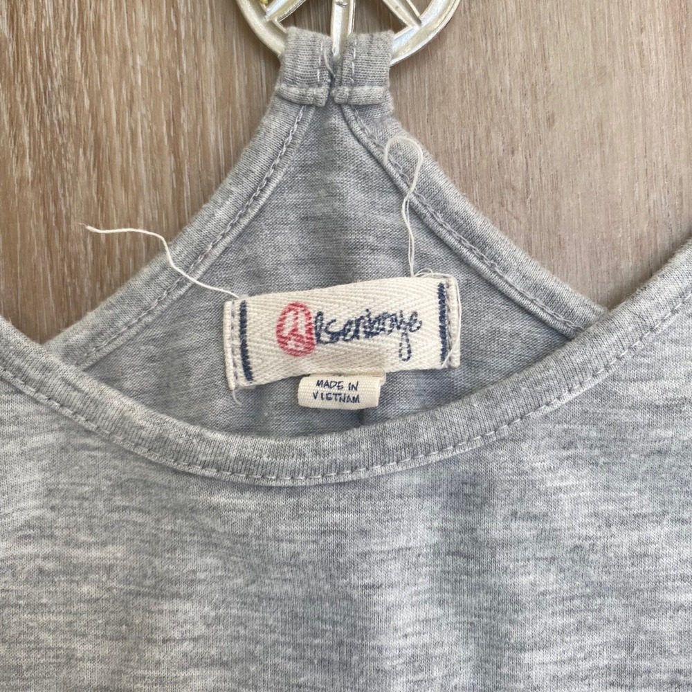 Olsenboye Gray Peace Sign Racerback Mini Dress XL Yellow Contrast Jersey Knit - Picture 2 of 8